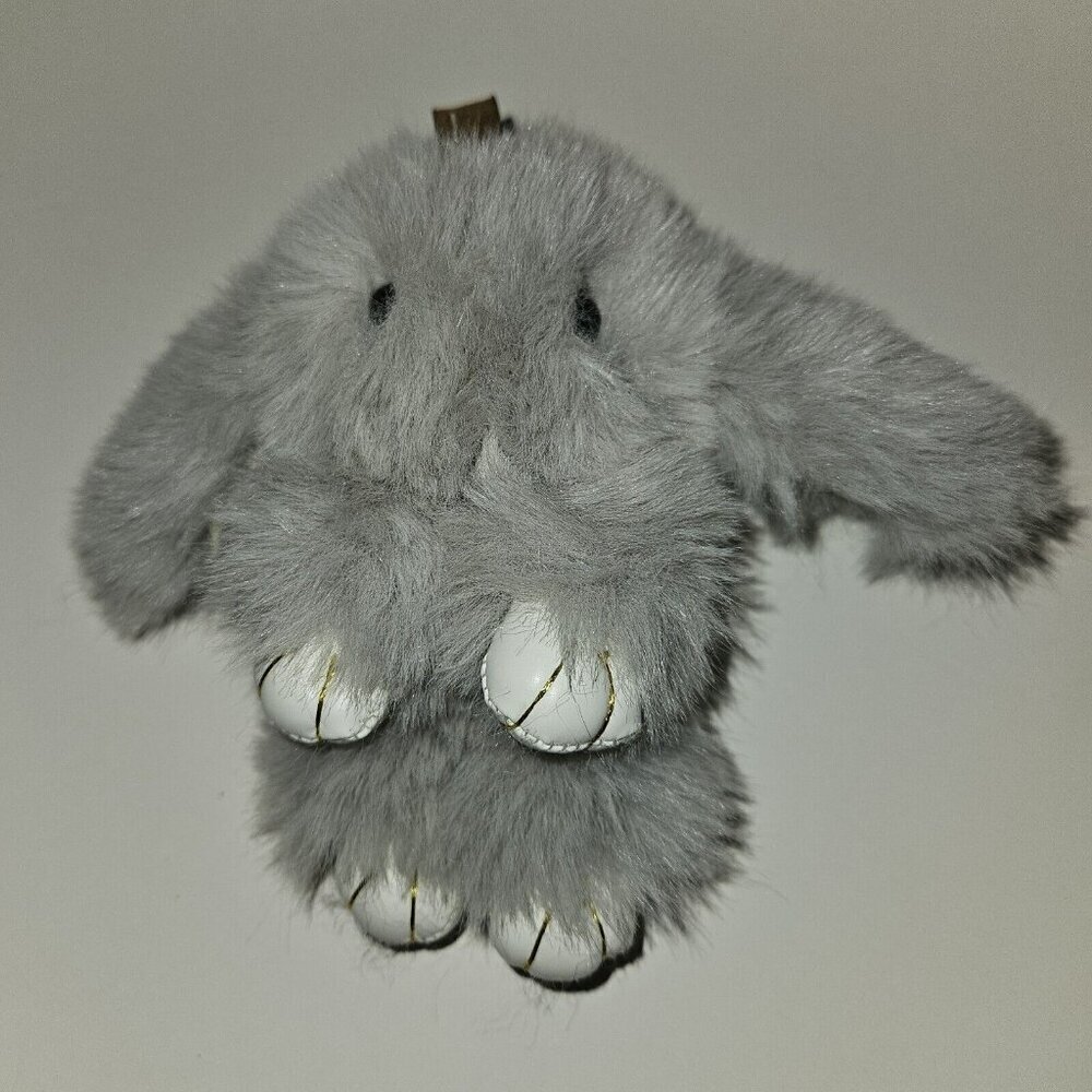 SOFT Gray Bunny Rabbit Plush Small 5" Stuffed Animal White Gold Paws Easter